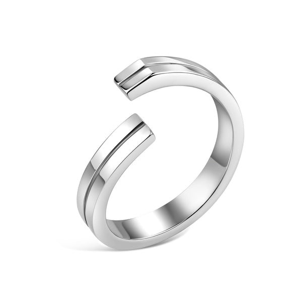 Precision Sterling Silber Ring, rhodiniert, Glanz