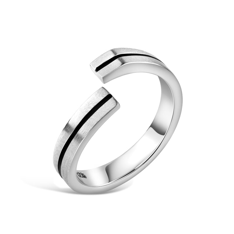 Precision Sterling Silber Ring, rhodiniert, Matt